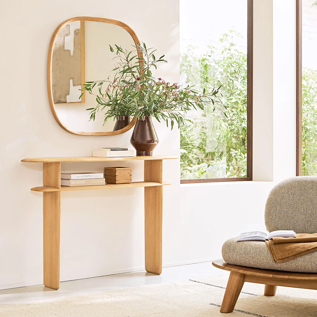 Iloss Wall Console Table - Natural Oak, Solid Oak alternate view