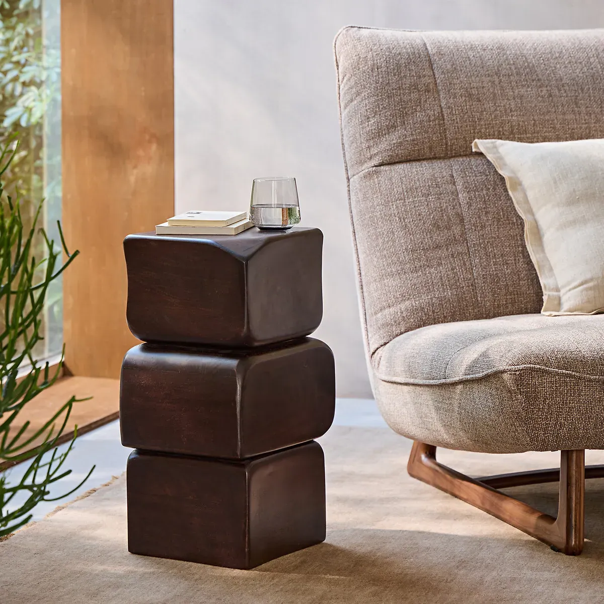 Inya Side Table - Ground Coffee, Solid Mango Wood alternate view