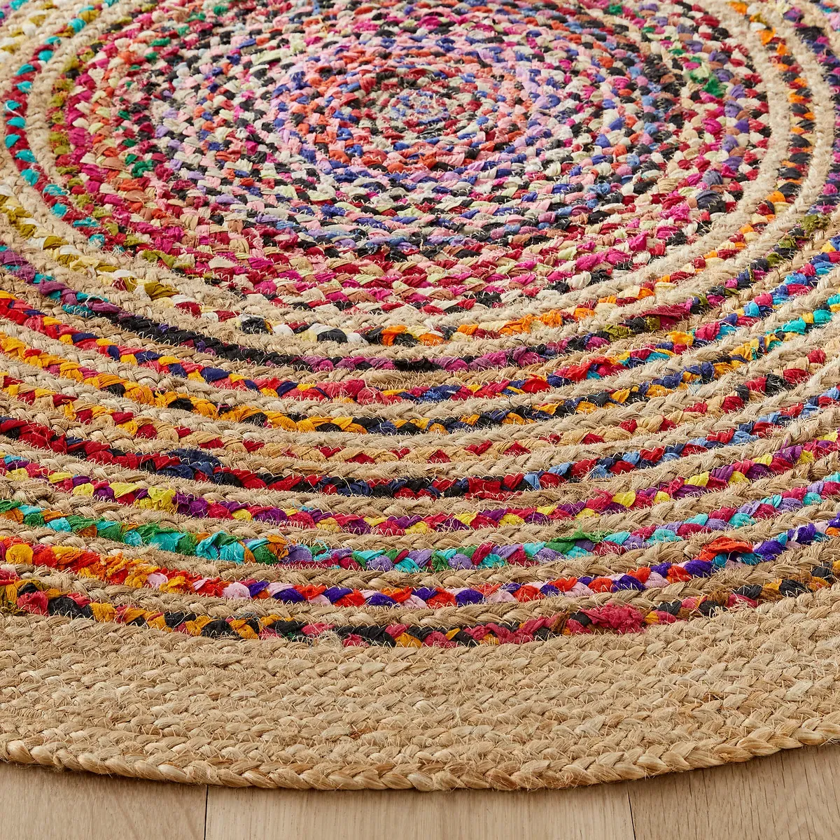 Jaco Round Rug - Multi-Coloured, Jute & Cotton alternate view