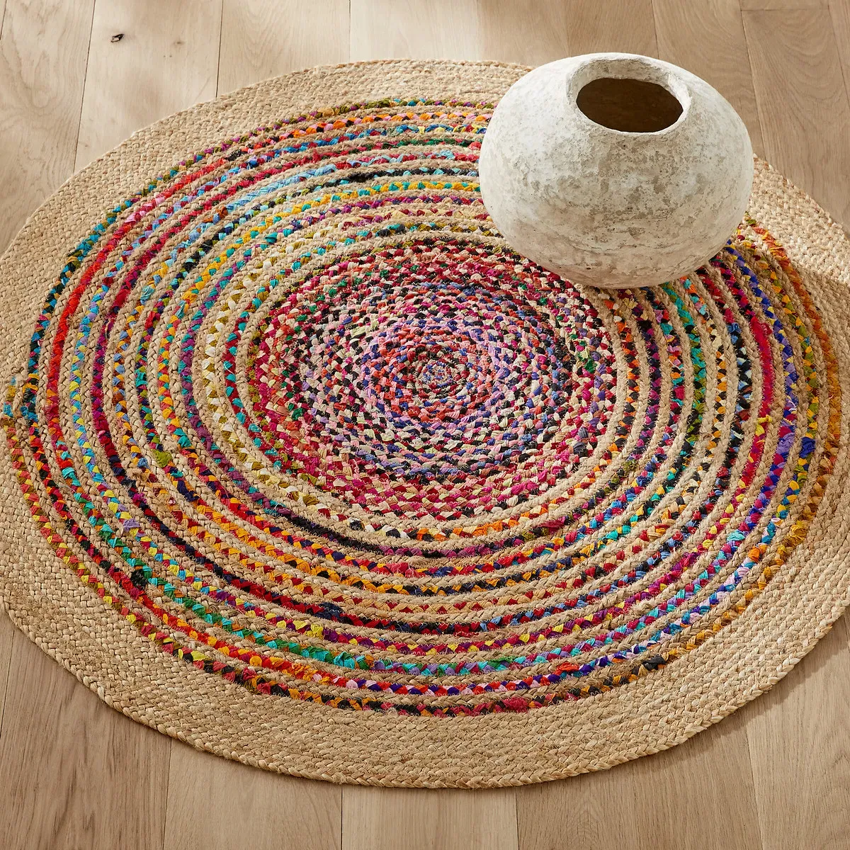 Jaco Round Rug - Multi-Coloured, Jute & Cotton product