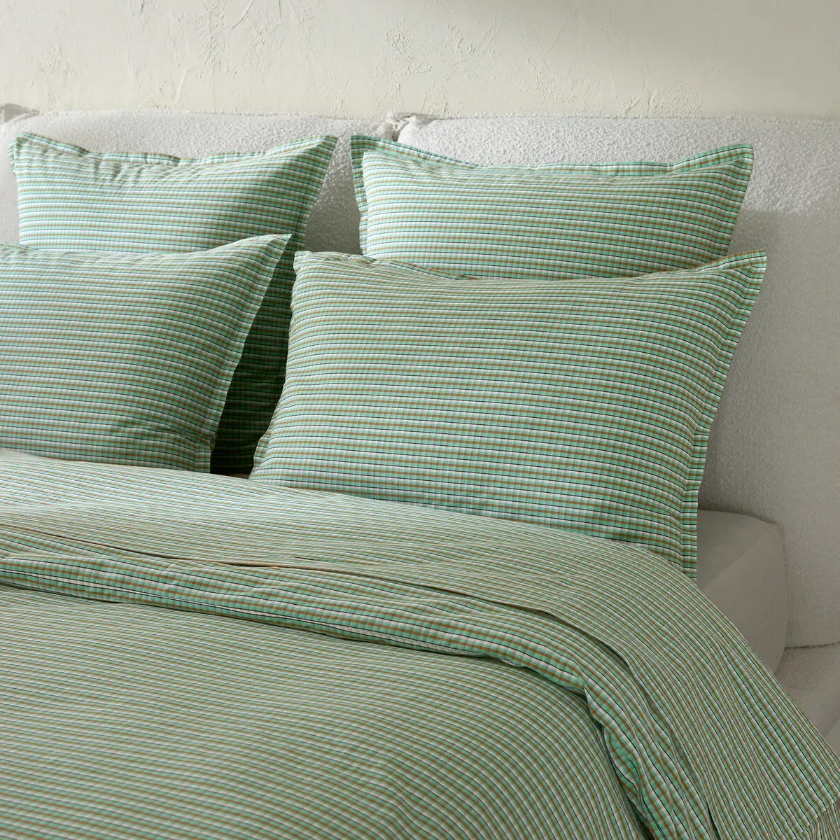 Jaliani Pillowcase - Mint Check, Washed Cotton Percale alternate view