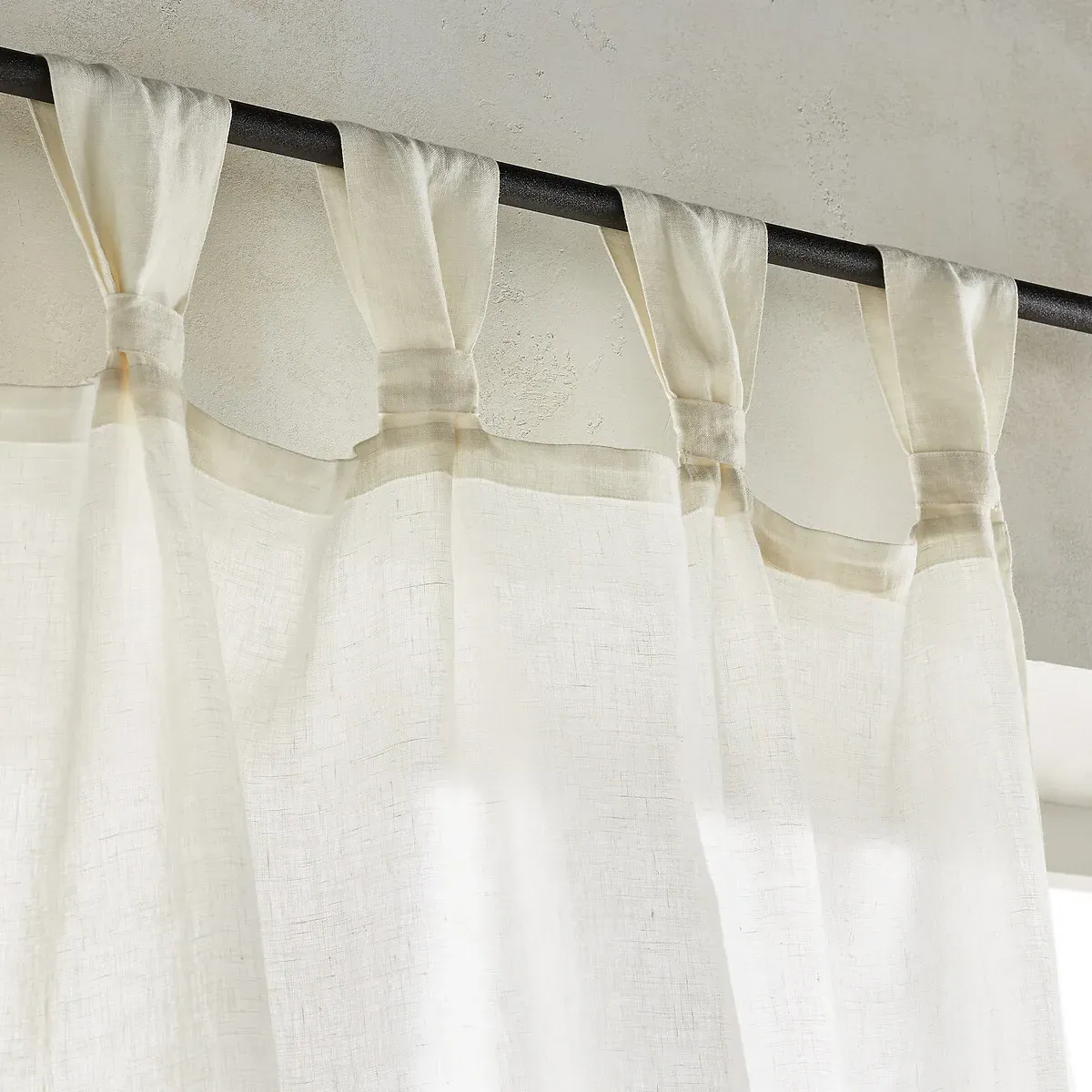 Jaliska Single Curtain with Tab Top - White, Linen alternate view