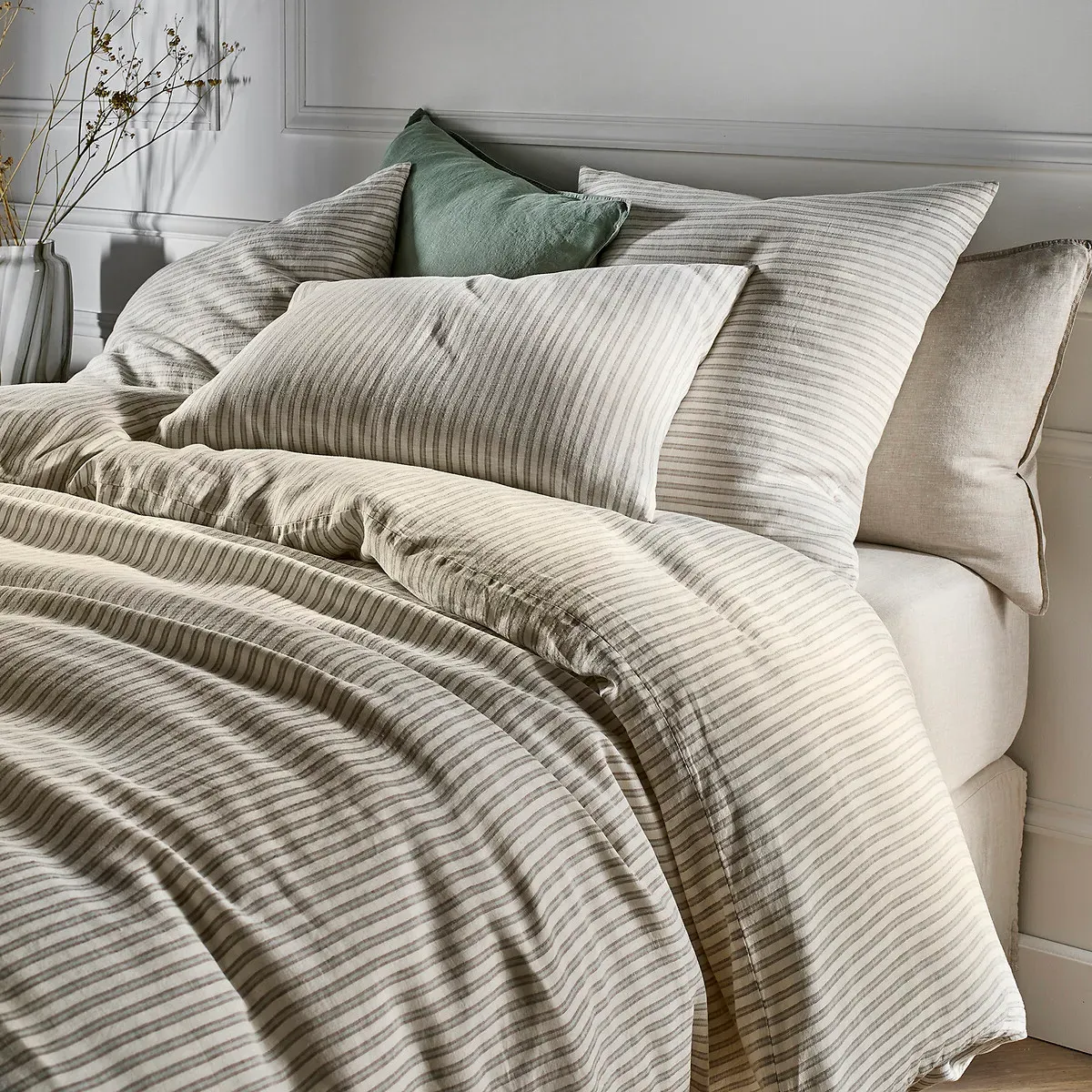 Kalaya Striped King Size Duvet Cover - Linen alternate view
