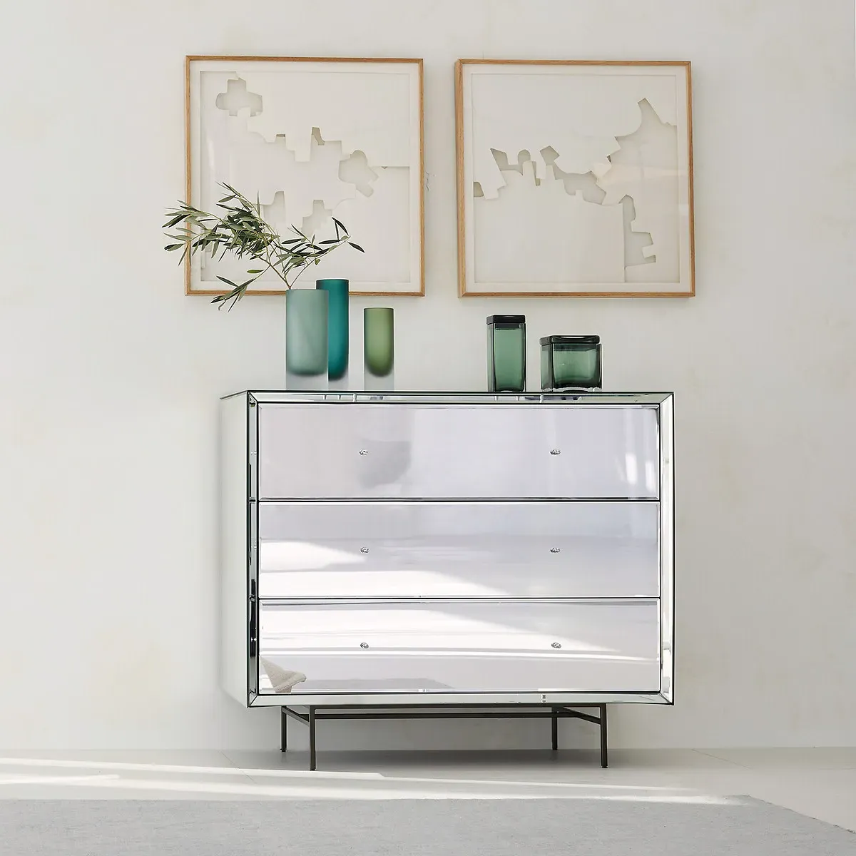 Khonsou 3-Drawer Mirrored Chest of Drawers - MDF alternate view