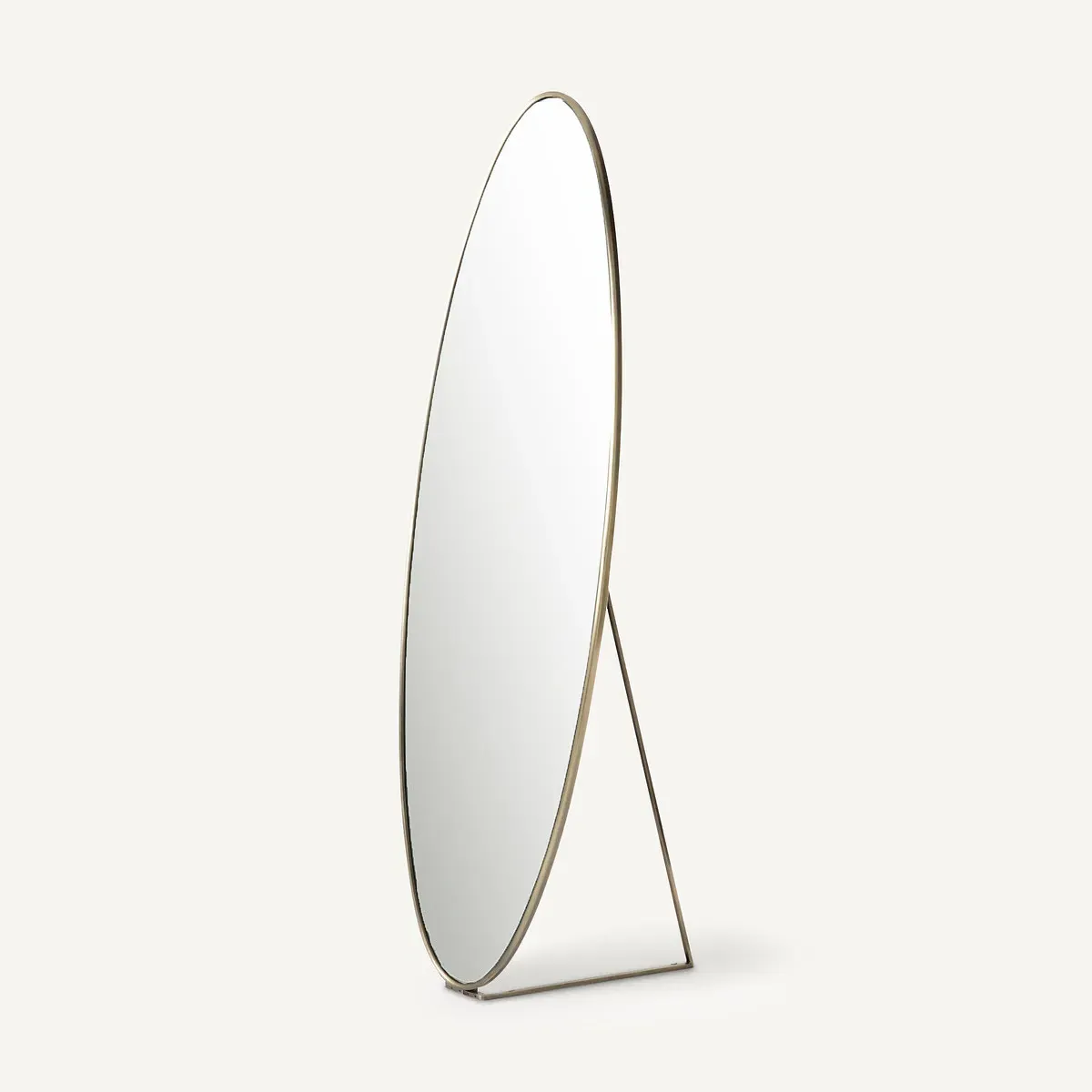 Koban Oval Standing Mirror - Brass, Metal product