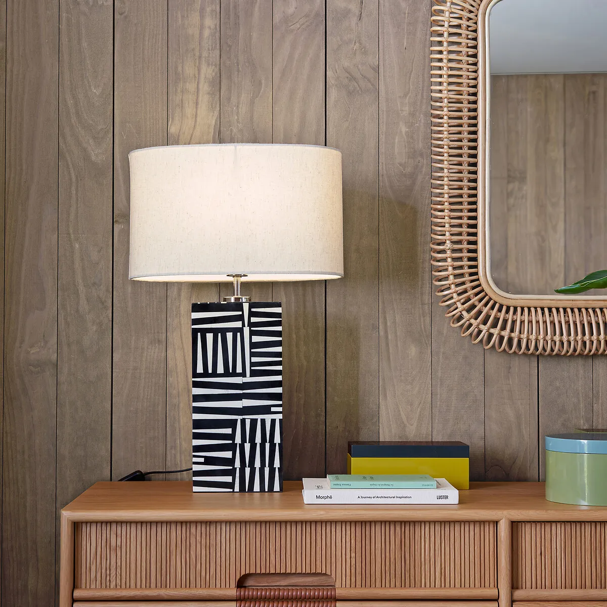 Kucha Table Lamp - Black & White, Resin alternate view