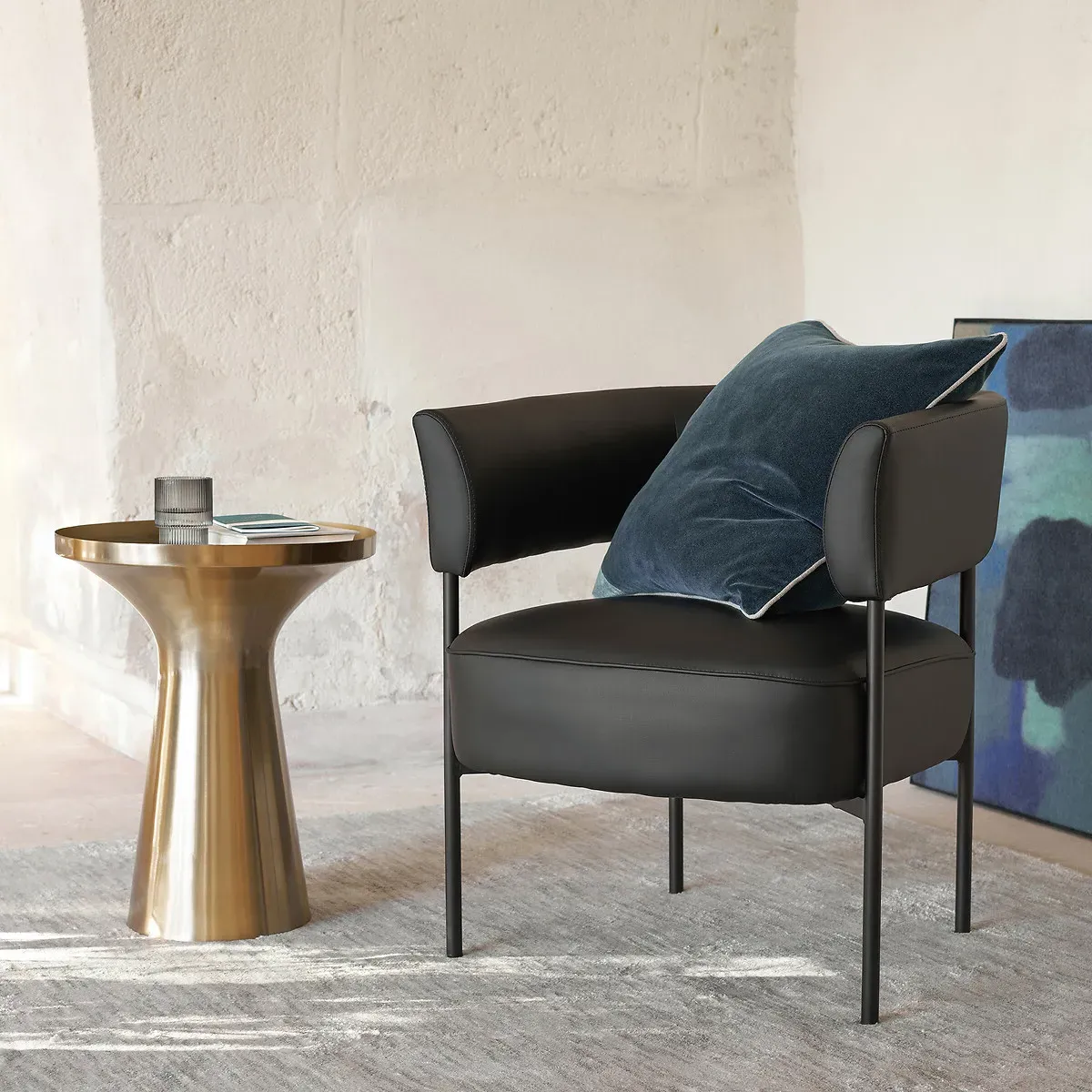Kumar Round Side Table - Aged Brass, Glass alternate view