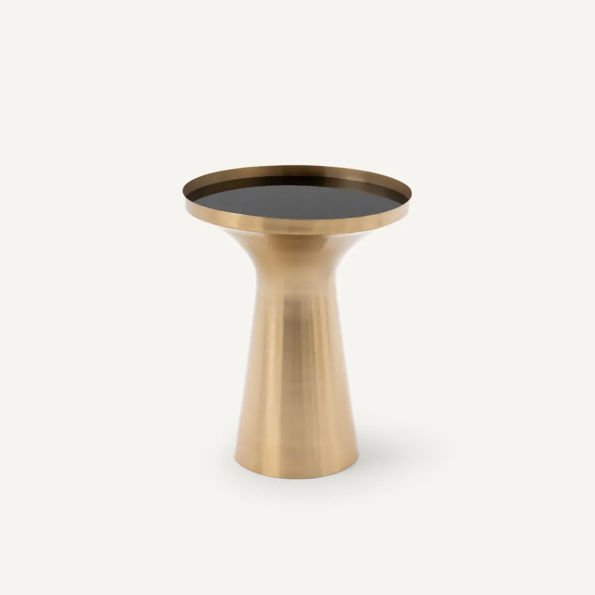 Kumar Round Side Table - Aged Brass, Glass product