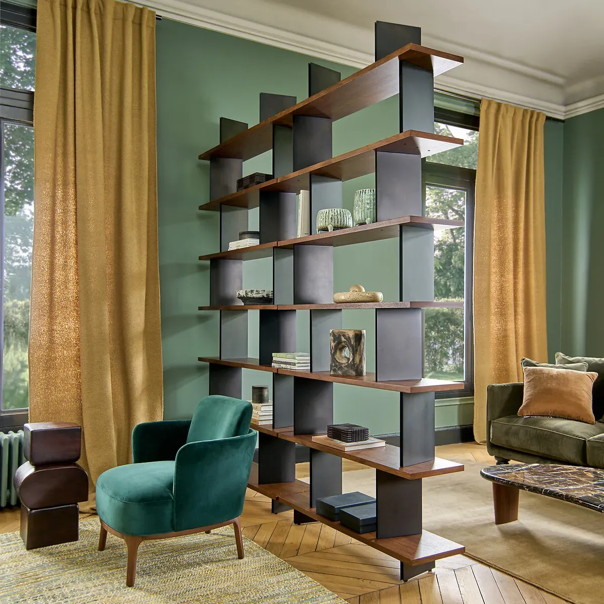 Laos Modular Bookcase Space Divider - Walnut, MDF alternate view