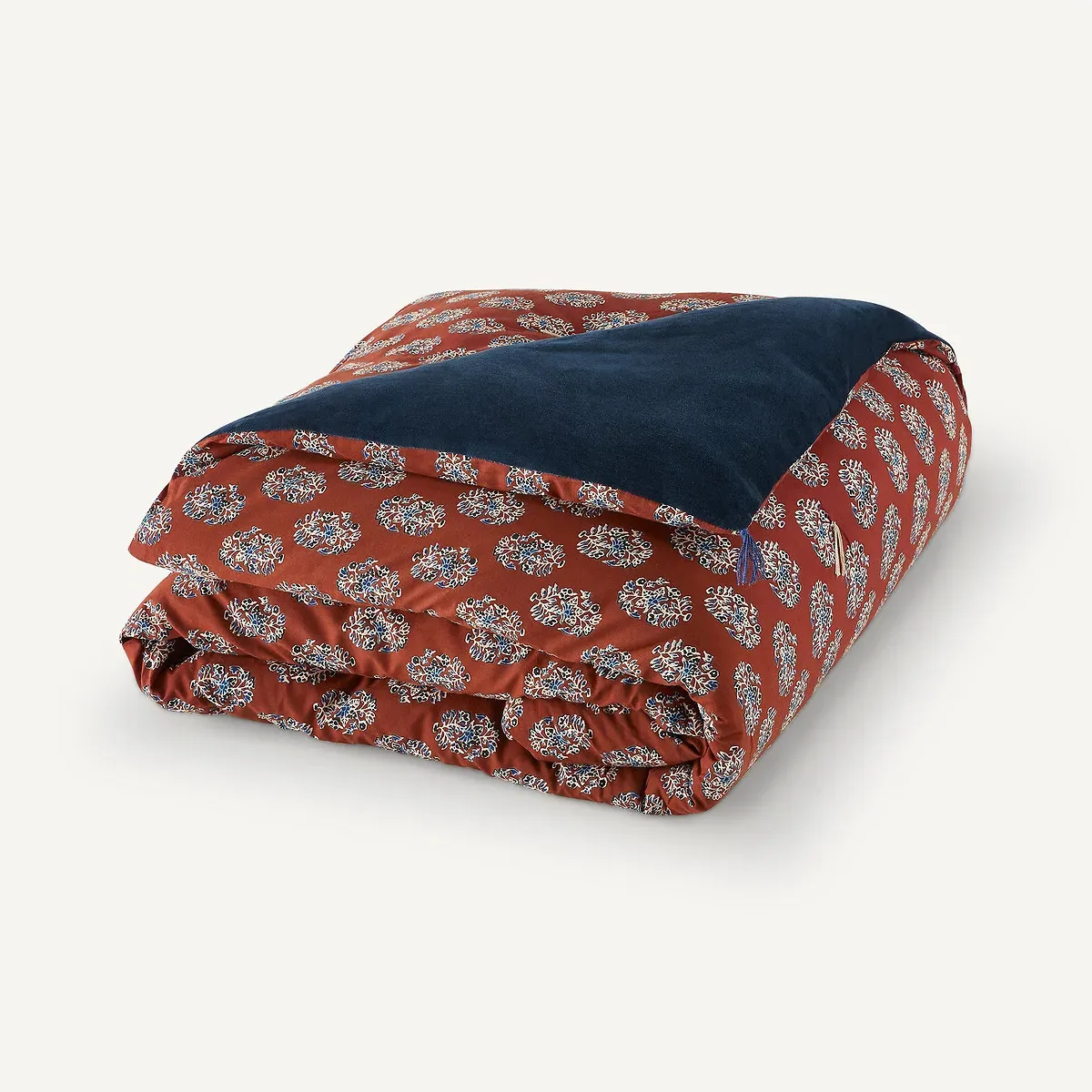Lasya Cotton Velvet Quilt - Terracotta, Blue product