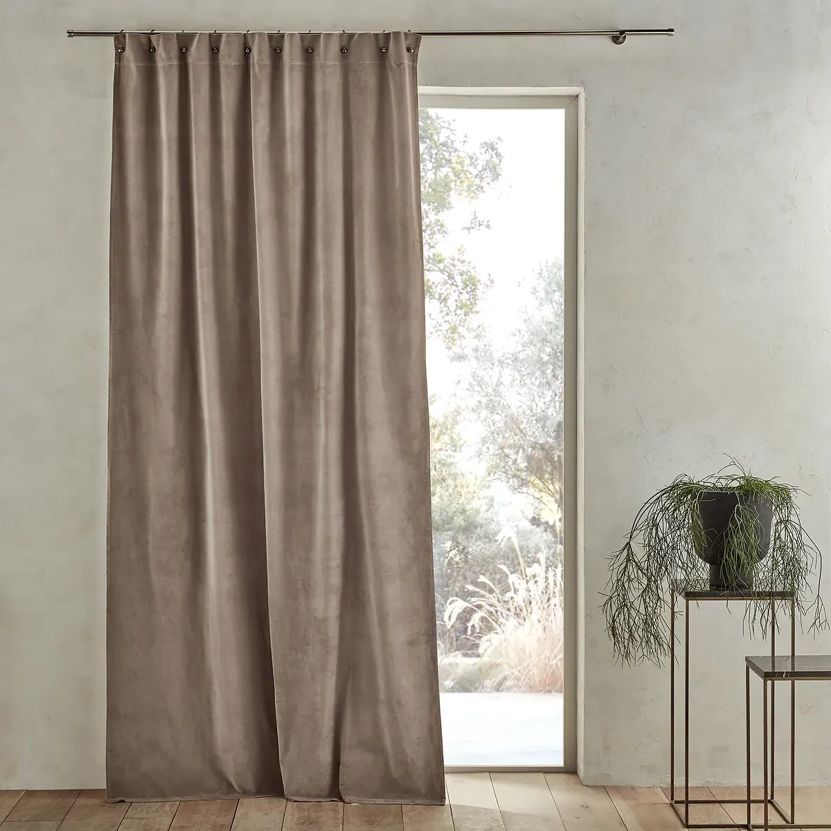 Lavezzi Single Curtain with Eyelets - Dove Grey, Velvet product
