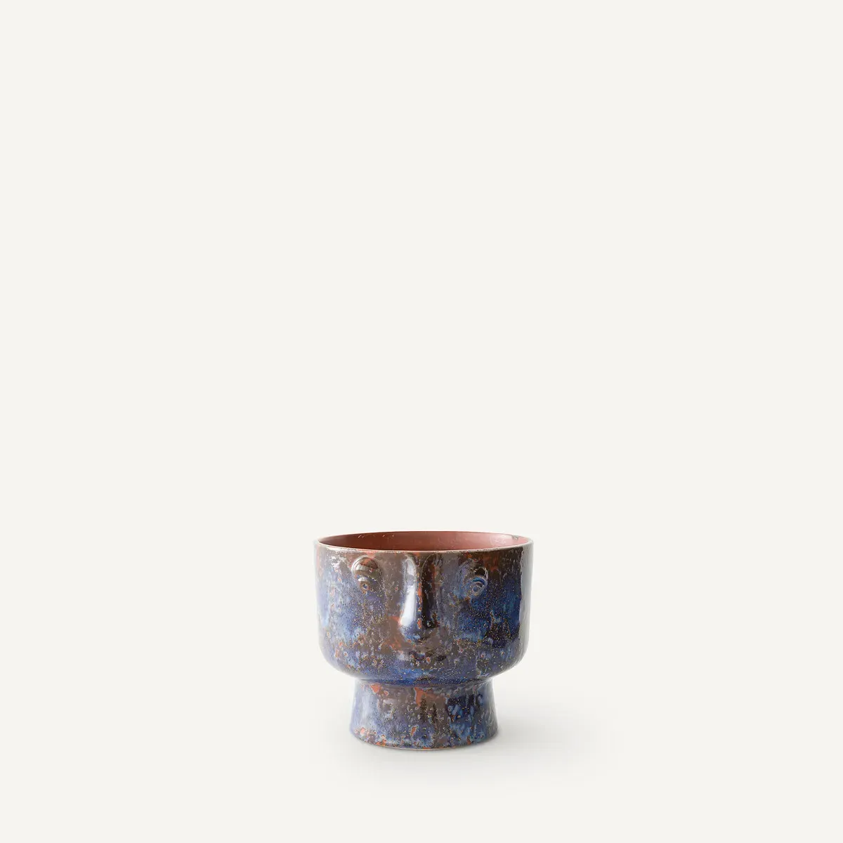 Lesego Face Flower Pot Enamelled - Terracotta, Ceramic product