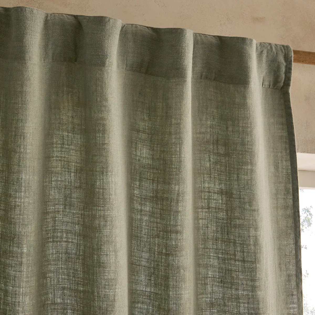 Linoa Textured Linen Curtain - Sage Green alternate view