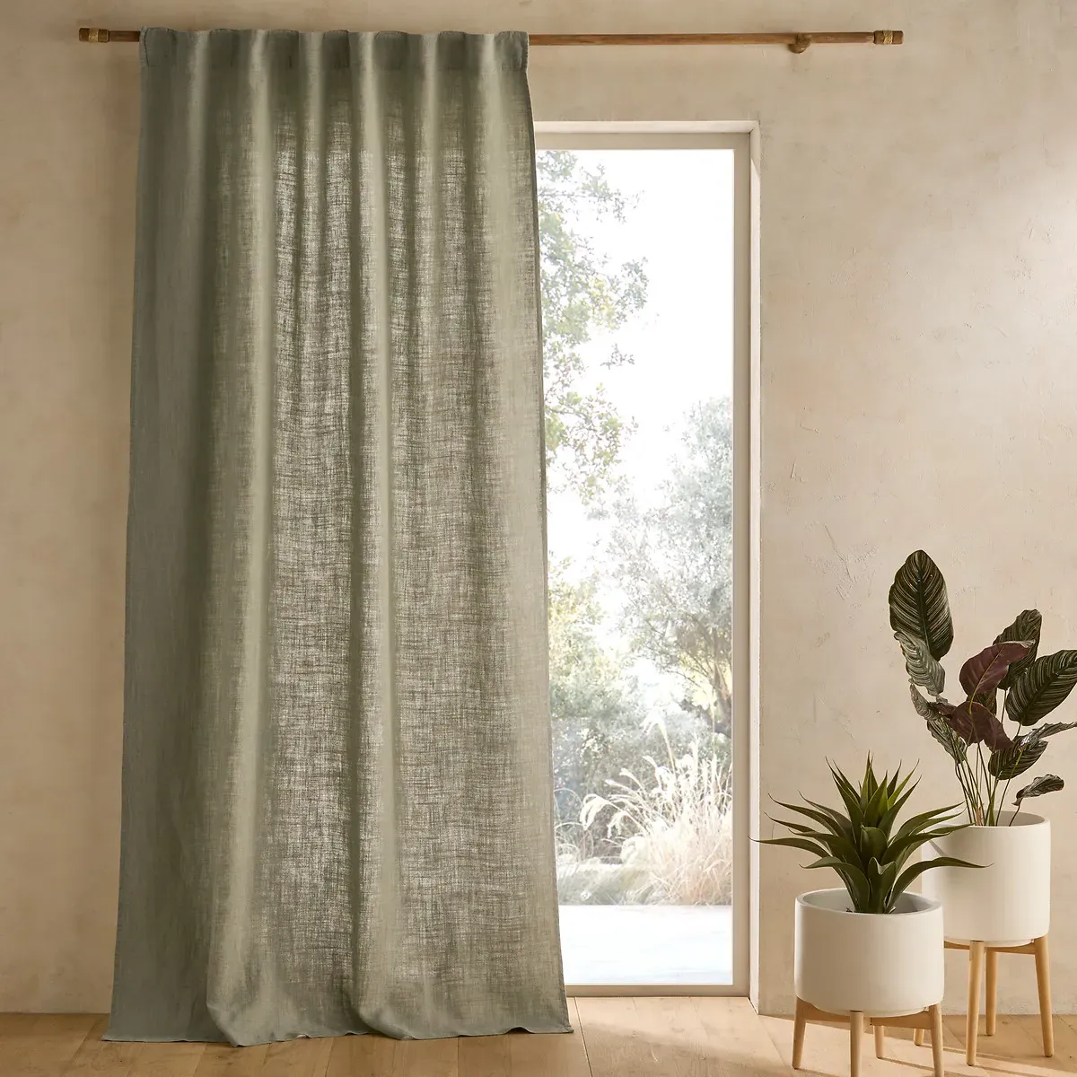 Linoa Textured Linen Curtain - Sage Green product
