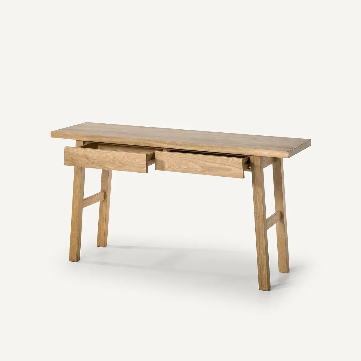 Liu 2-Drawer Console Desk - Natural Oak, Solid Oak alternate view