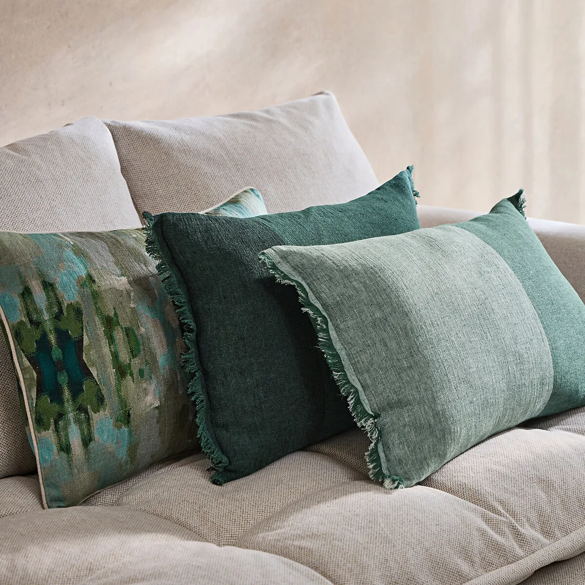 Lloyd Two-Tone Cushion Cover - Eucalyptus, Linen Cotton alternate view