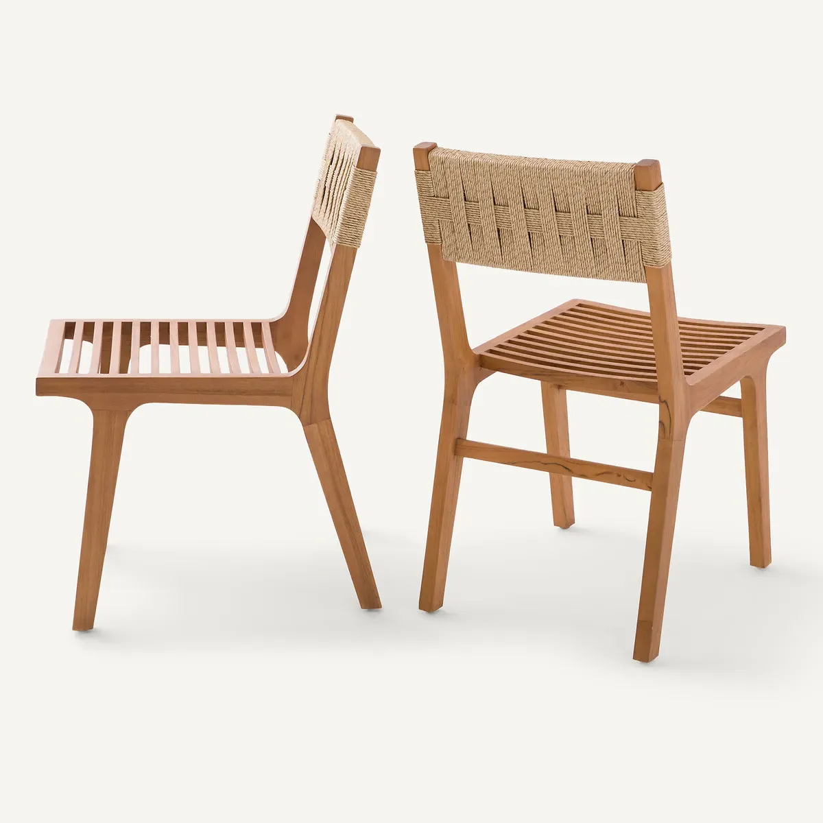 Louise Set of 2 Garden Chairs - Natural, Solid Teak alternate view