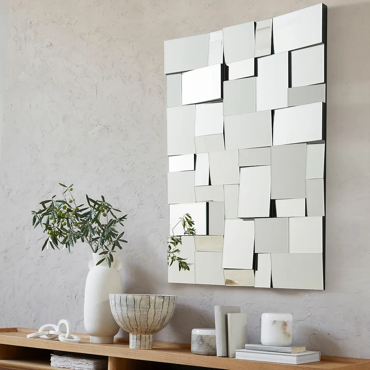 Lusito Geometric Wall Mirror - Silver, Bevelled Glass alternate view
