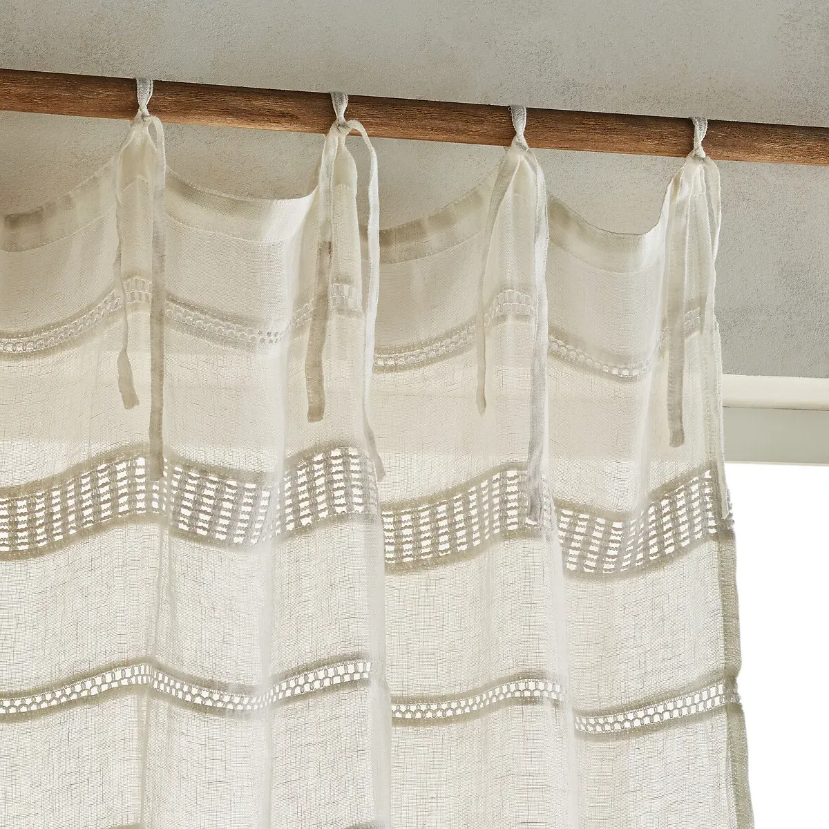 Lutz Single Voile Panel - White, Linen alternate view