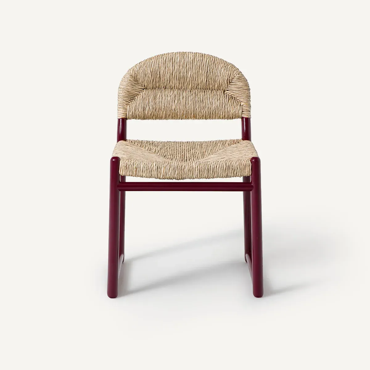 Lyla Chair with Curved Backrest - Dark Red, Solid Oak alternate view