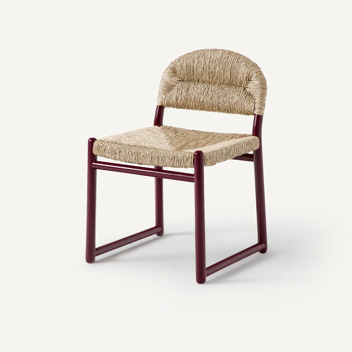 Lyla Chair with Curved Backrest - Dark Red, Solid Oak product