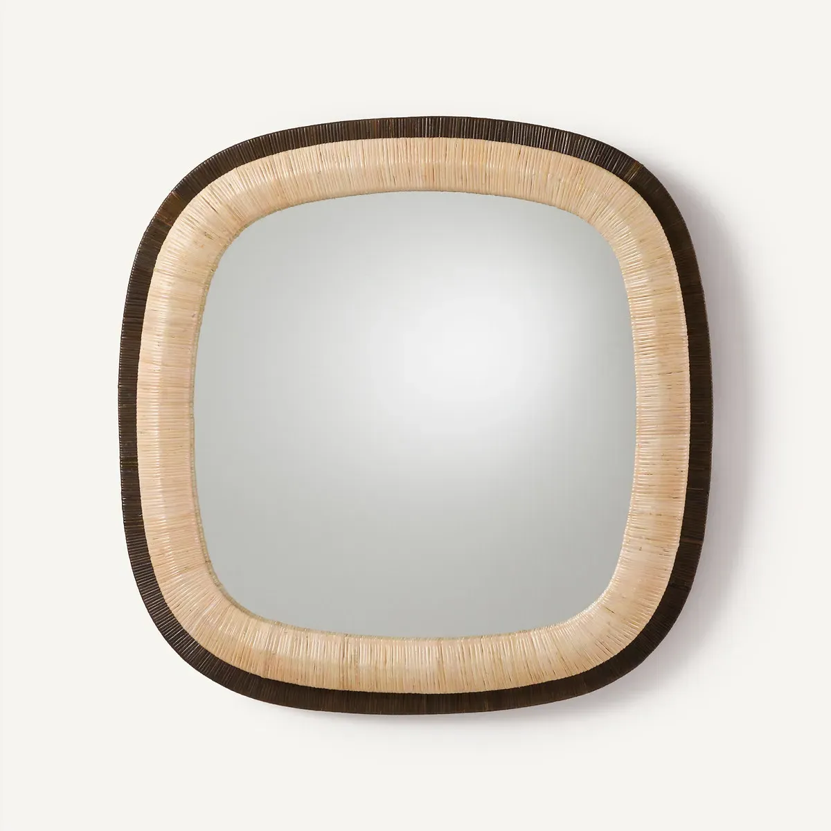 Mae Two-Tone Square Mirror - Natural, Rattan product