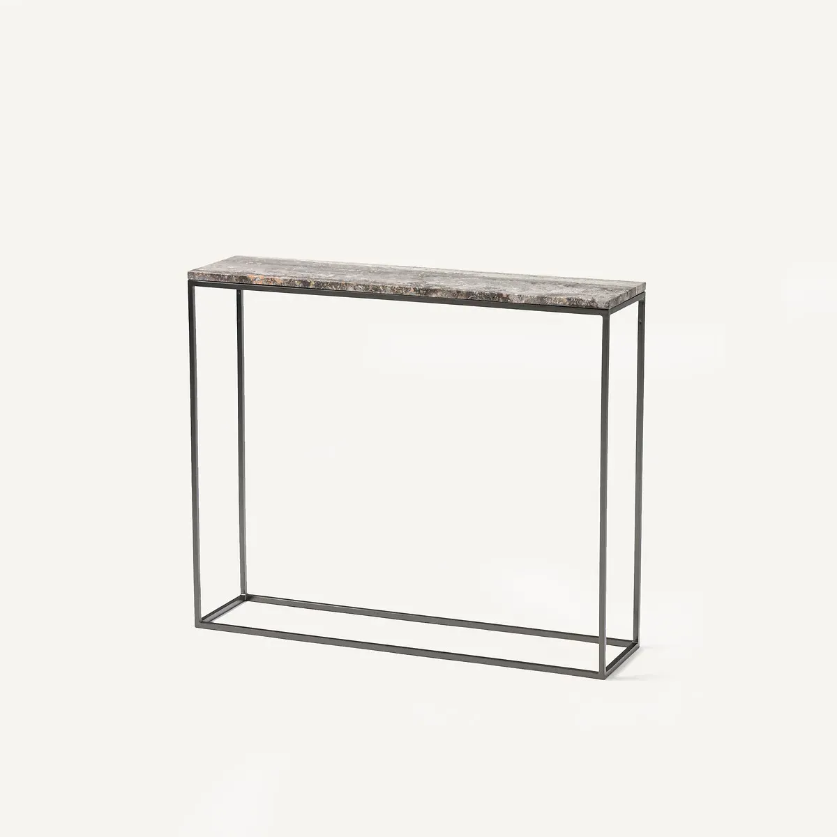 Mahaut Console Table - Grey Travertine, Metal product