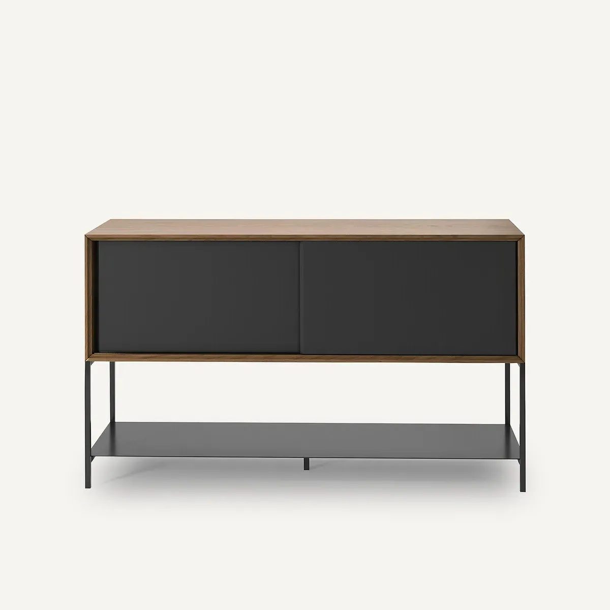 Mambo Sideboard with Sliding Doors - Black, Walnut Veneer alternate view
