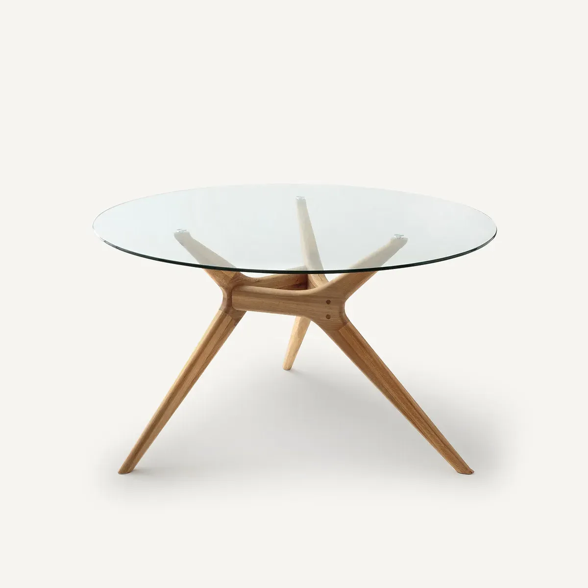 Marcielo Round Dining Table - Natural Oak, Glass product