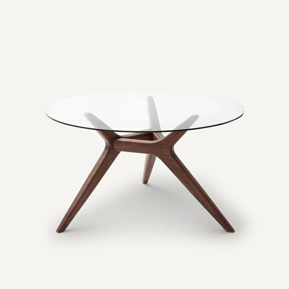 Marcielo Round Dining Table - Walnut, Glass product