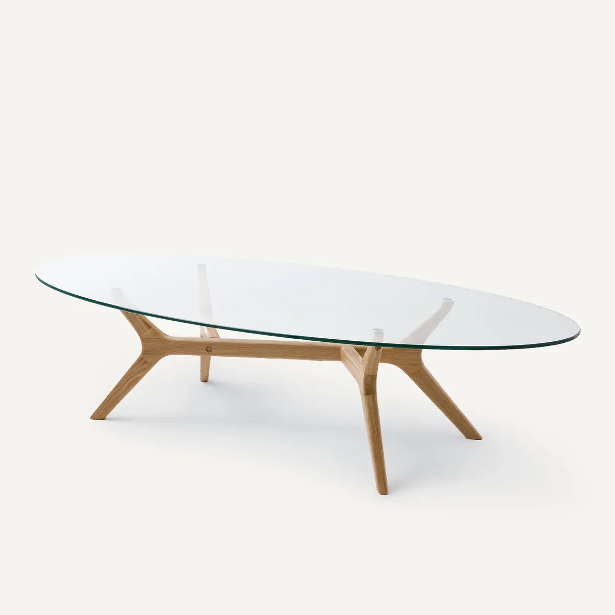 Maricielo Oval Coffee Table - Natural Oak, Glass product