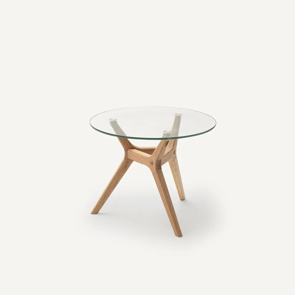 Maricielo Round Coffee Table - Natural Oak, Glass Top product