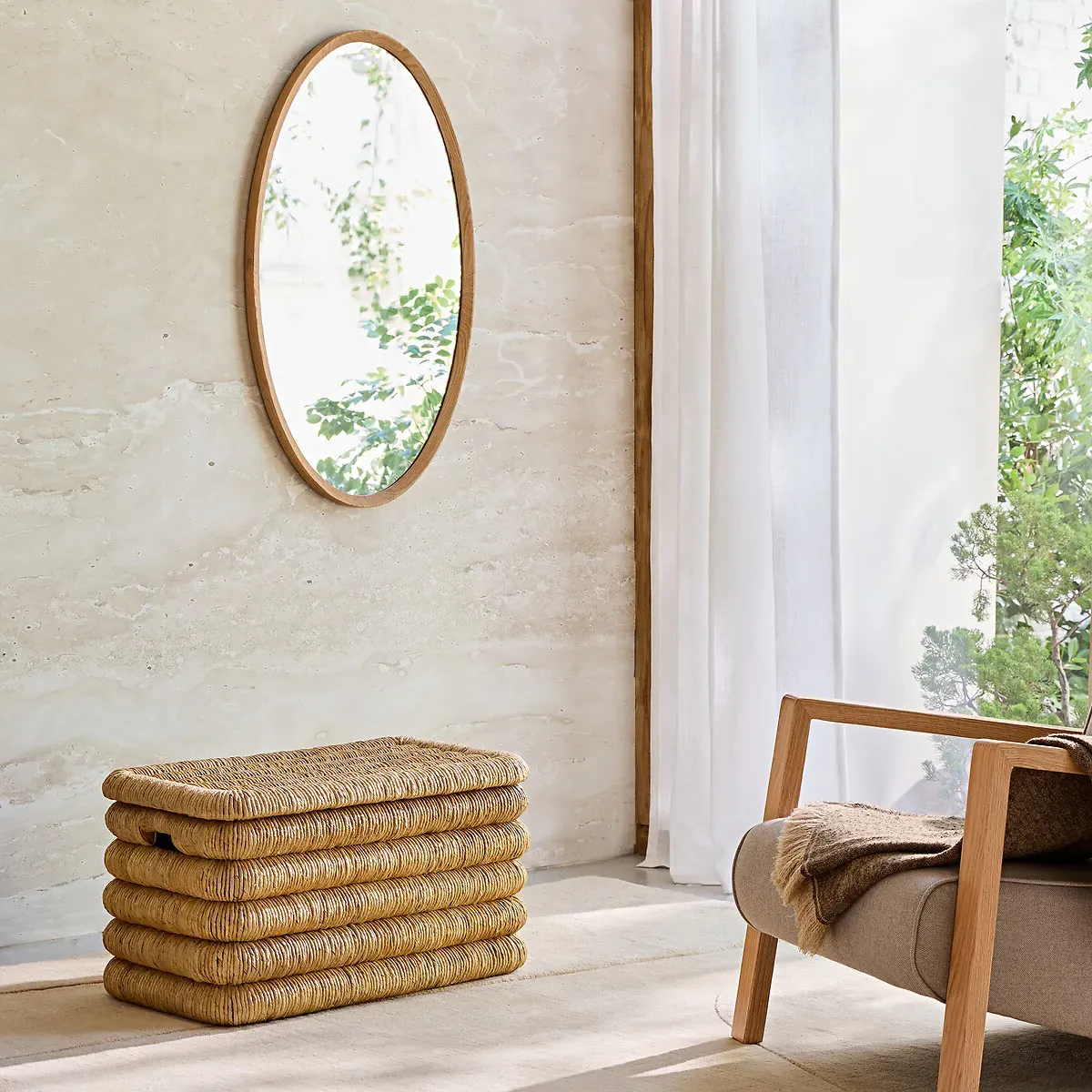 Marilo Chest with Hinged Lid - Natural, Banana Bark alternate view