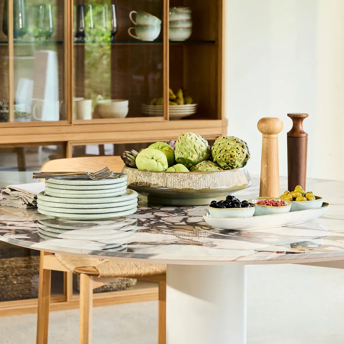 Marinha Wide Rim Earthenware Dish - Khaki alternate view