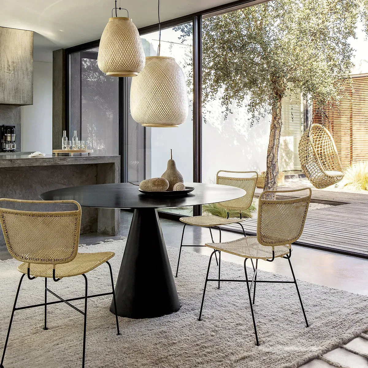 Mayra Round Dining Table - Gun Metal, Steel alternate view