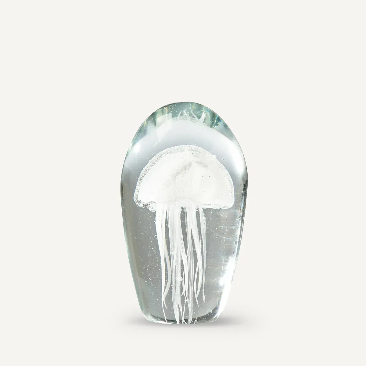 Medusa Glass Jellyfish Paperweight - White product