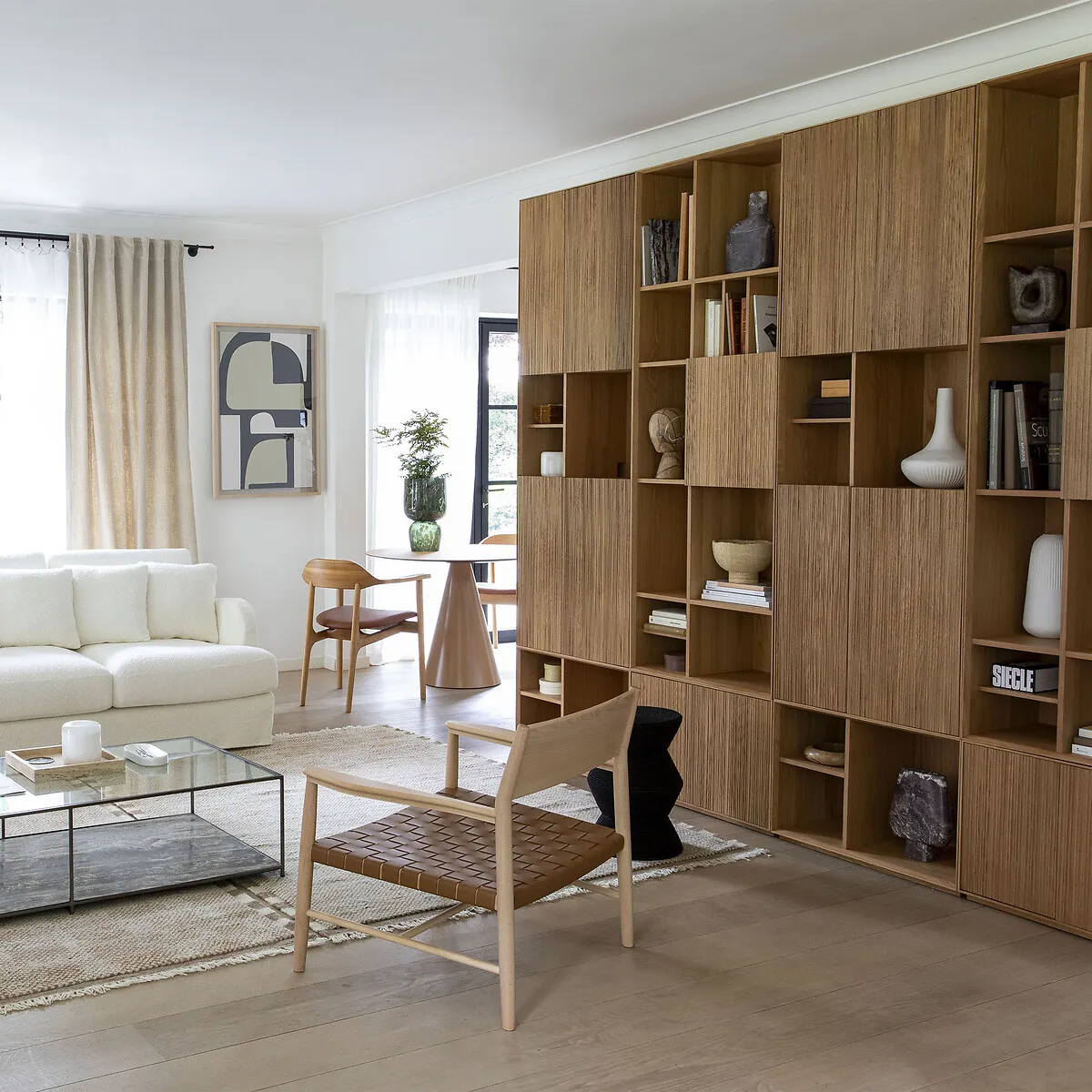 Mikube Low Open Cabinet - Natural Oak, MDF alternate view