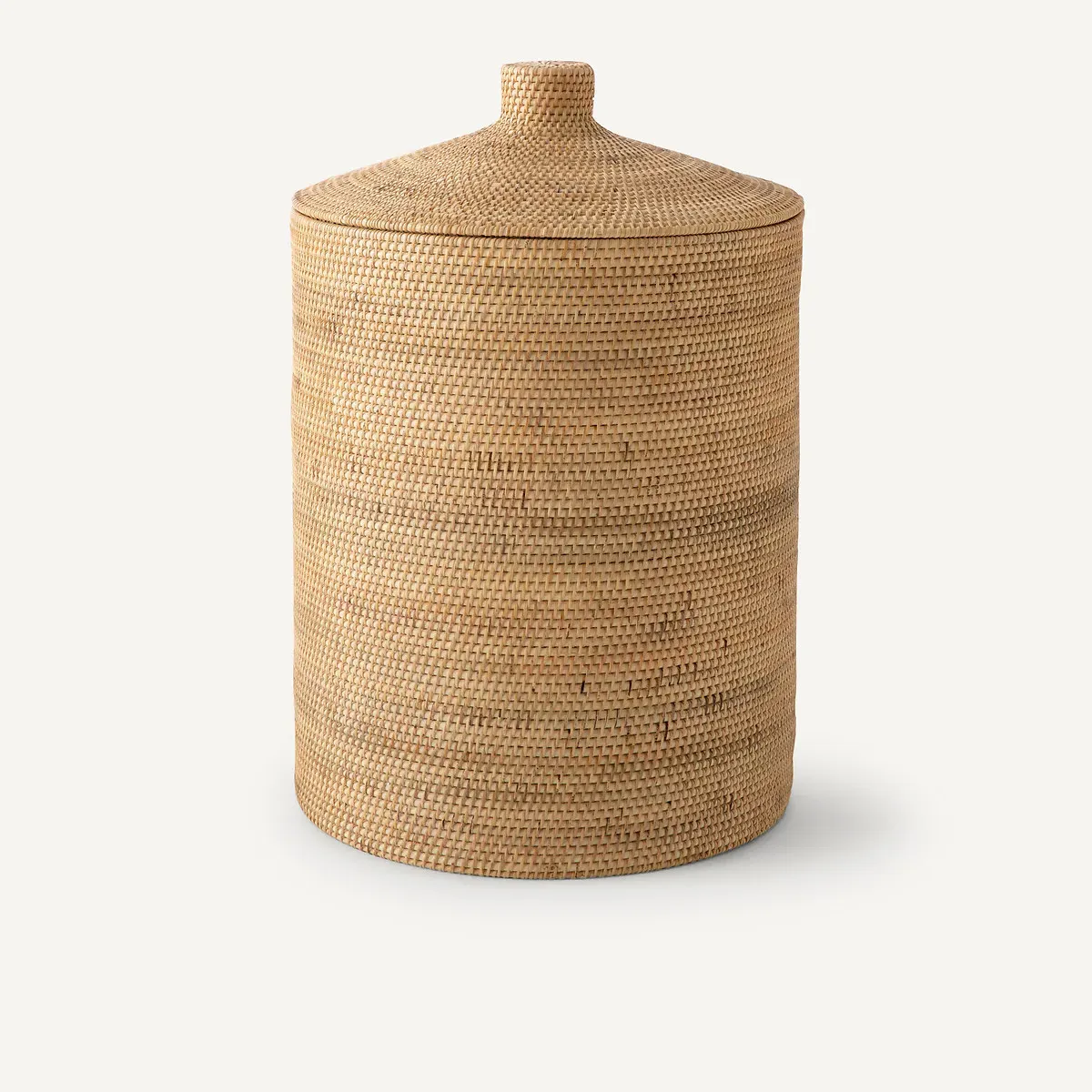 Mirella Tall Round Storage Basket with Lid - Natural, Rattan product