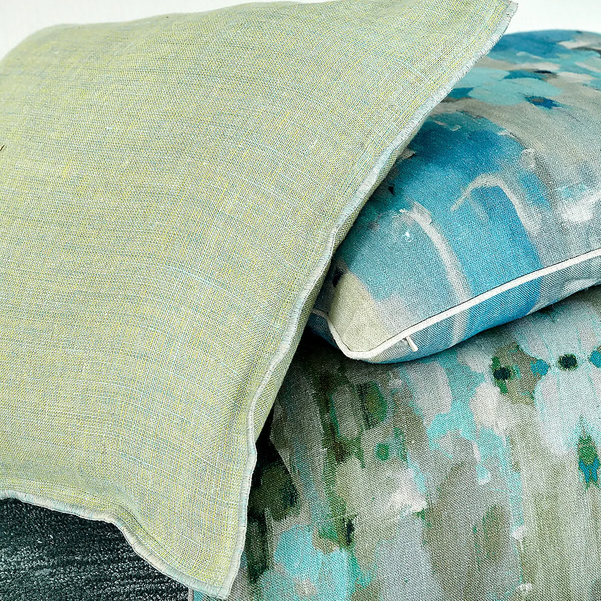 Missia Chambray Cushion Cover - Sage Green, Linen alternate view