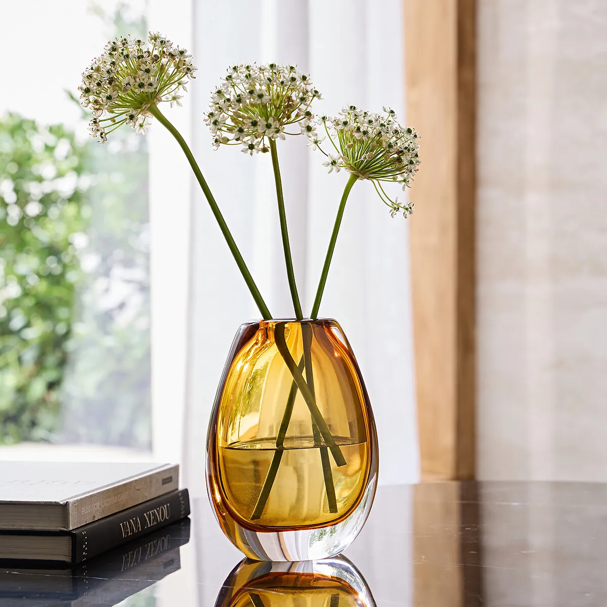 Myra H20cm Vase - Ochre Yellow, Hand-Blown Glass alternate view