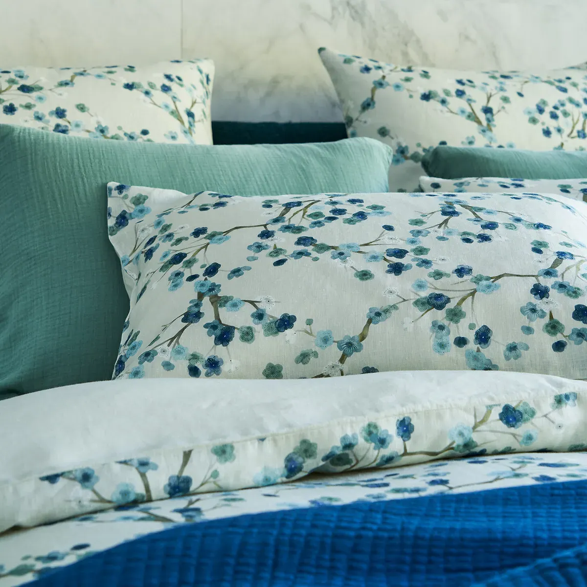 Nagoya Pillowcase - Chalk Floral Print, Cotton Hemp alternate view