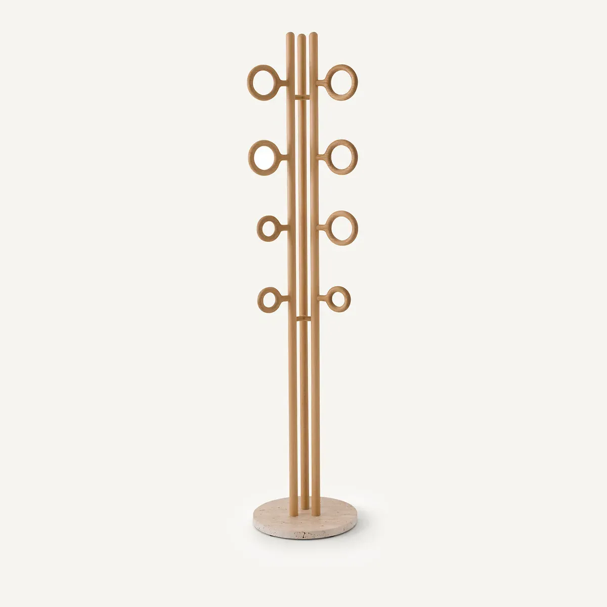 Nayati Coat Rack with Rings - Natural Oak, Travertine product