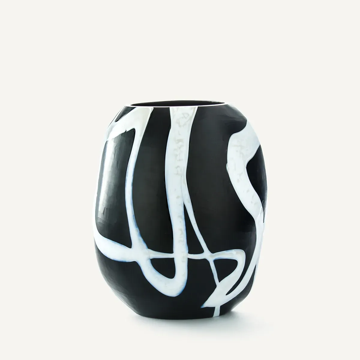 Neza Hand-Blown Glass Vase H26.5cm - Black, White product