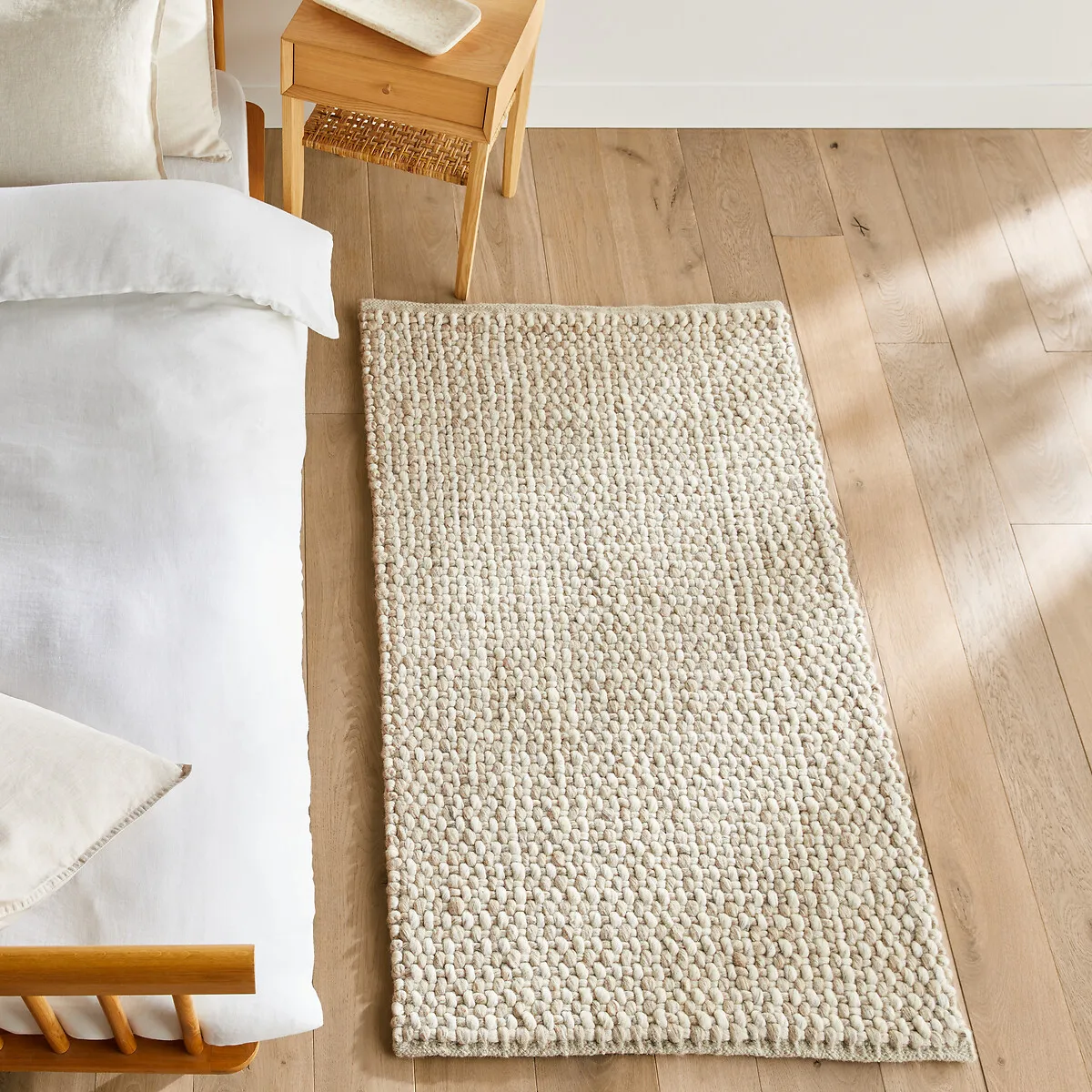 Nisha Handwoven Bedside Rug - Natural Marl, Wool product