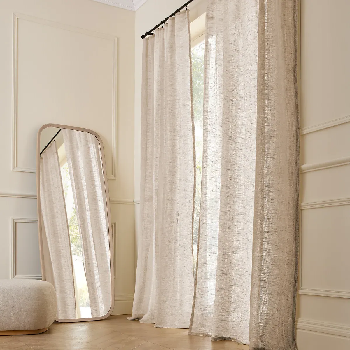 Nives Openwork Voile Panel - Natural, Cotton/Linen product