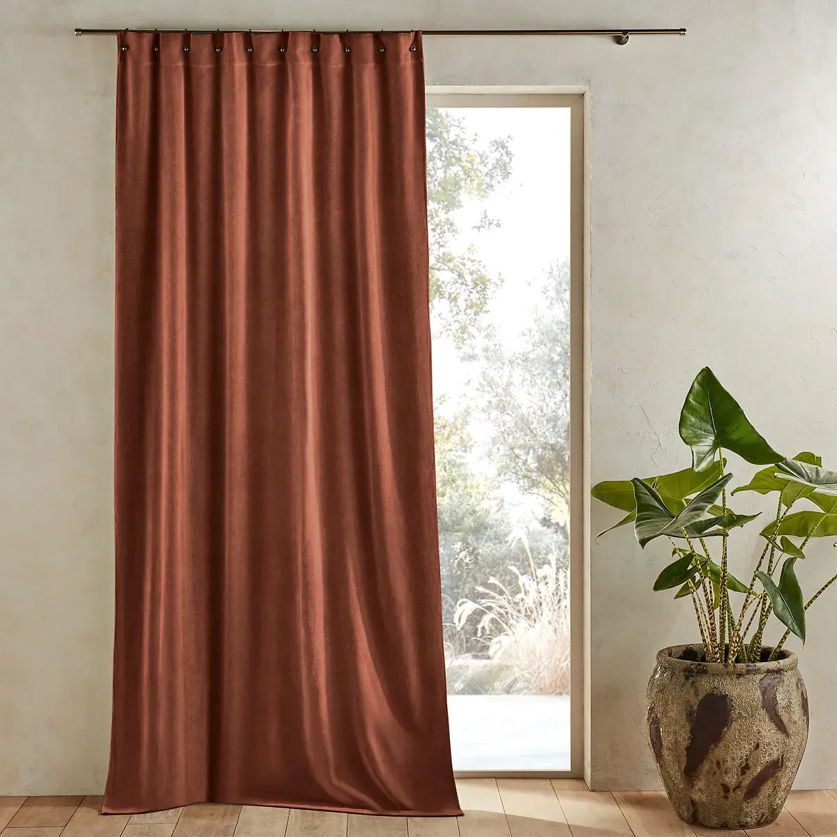 Nyodhi Stonewashed Velvet Curtain - Sienna, Cotton product