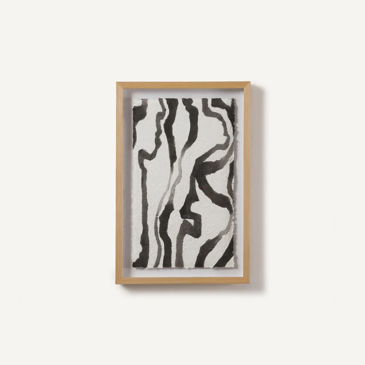 Onde Hand-Painted Rice Paper Wall Art - Black, White product