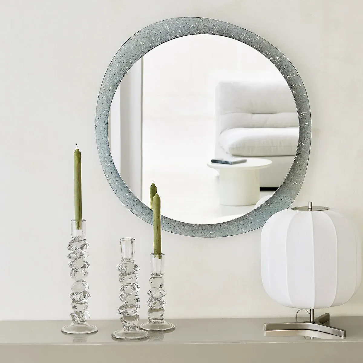 Ondyne Round Wall Mirror with Tinted Glass Surround - Smoked Grey alternate view