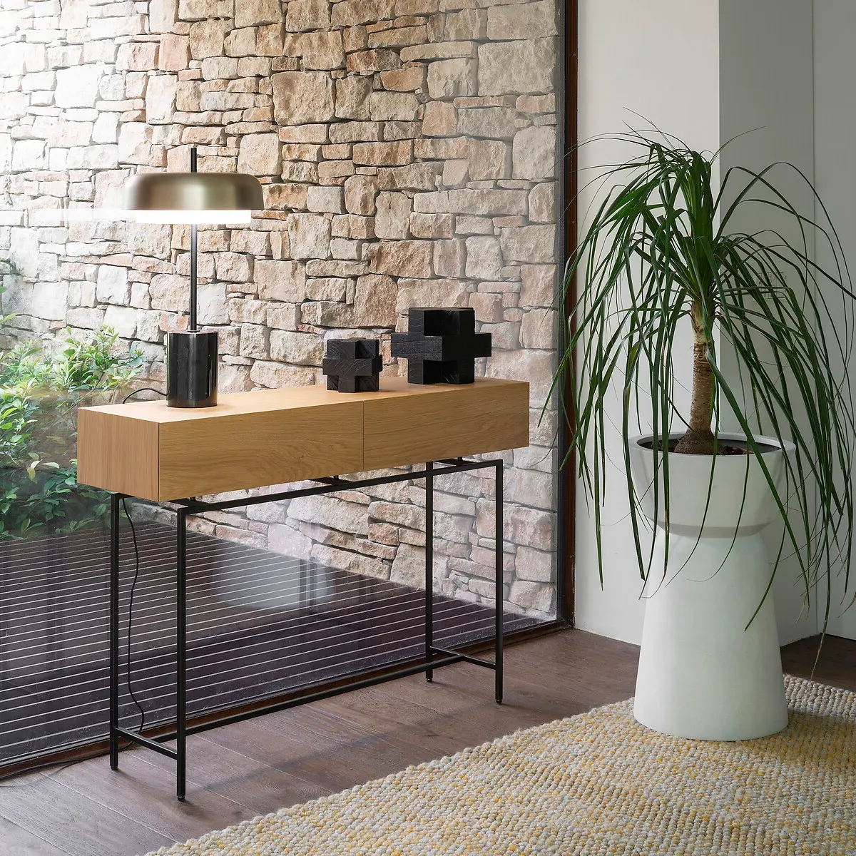 Oreko 2-Drawer Console Table - Natural Oak, Oak Veneer alternate view