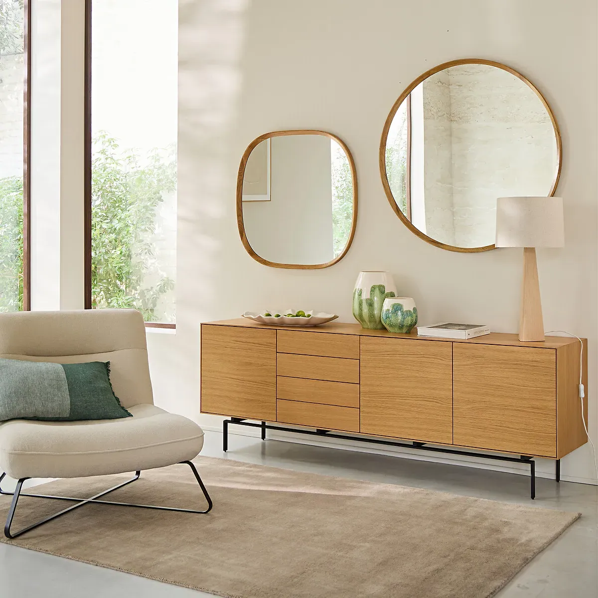 Orion Organic Shape Wall Mirror - Natural, Solid Oak alternate view